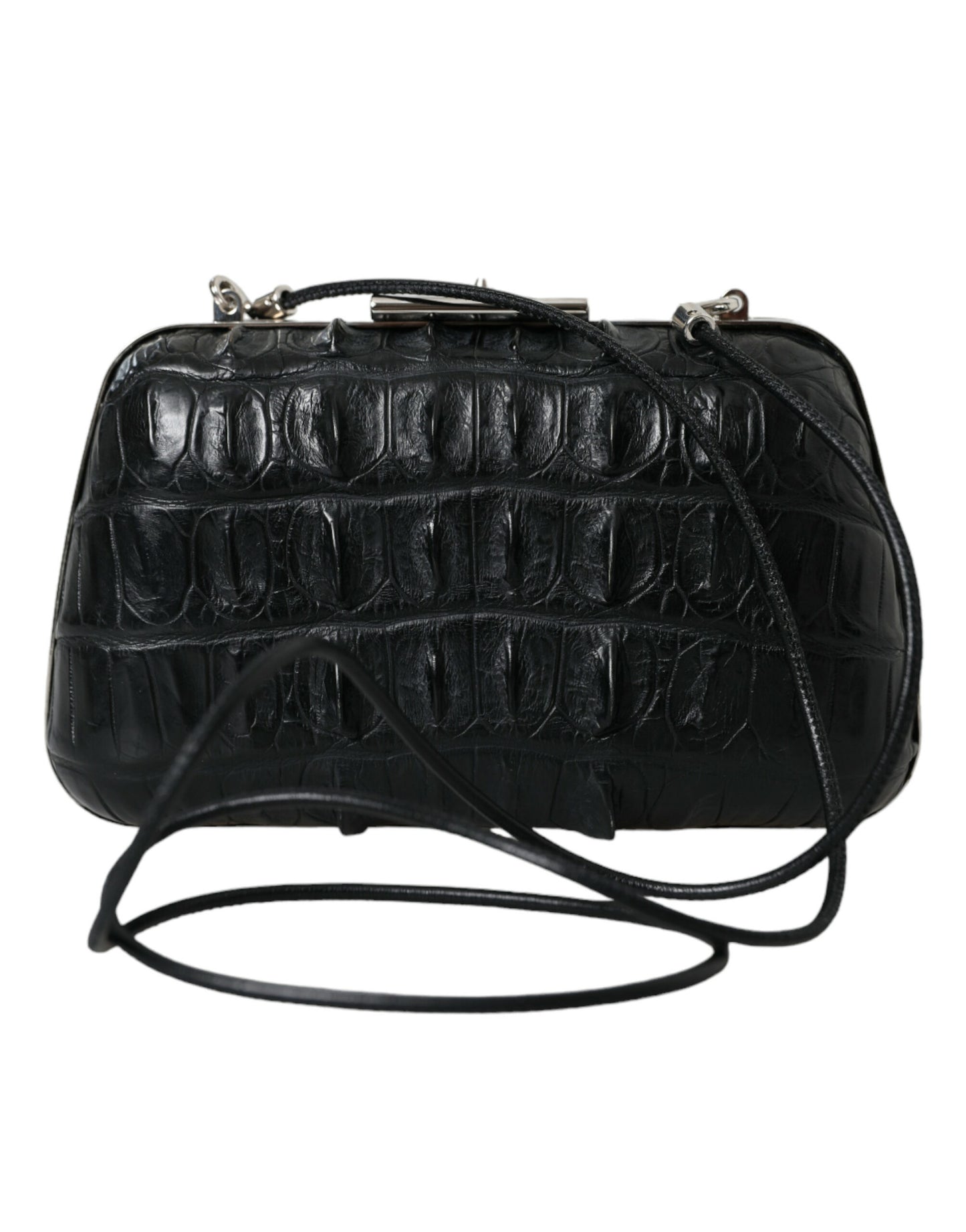 Balenciaga - Crossbody Läder Clutch I Svart krokodilskinn