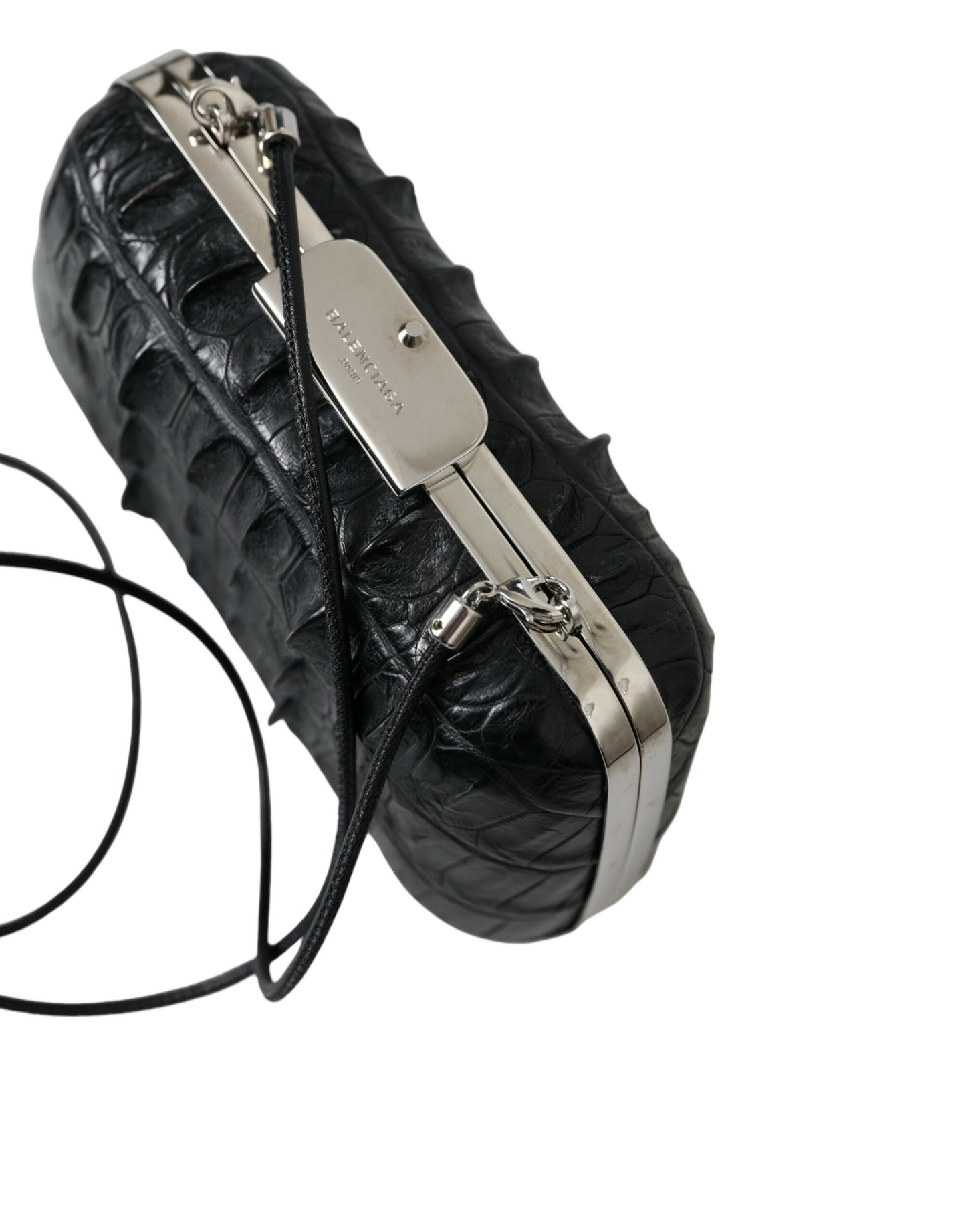 Balenciaga - Crossbody Läder Clutch I Svart krokodilskinn