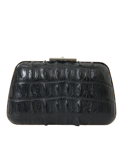 Balenciaga - Crossbody Läder Clutch I Svart krokodilskinn