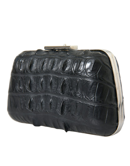 Balenciaga - Crossbody Läder Clutch I Svart krokodilskinn