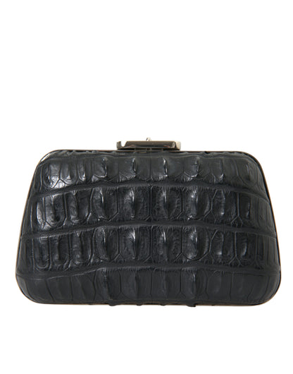 Balenciaga - Crossbody Läder Clutch I Svart krokodilskinn