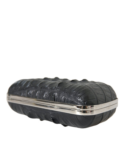 Balenciaga - Crossbody Läder Clutch I Svart krokodilskinn