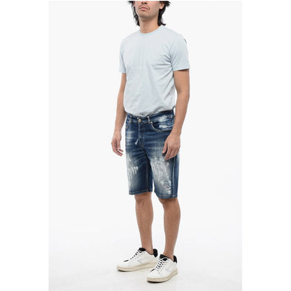John Richmond Bleached Effect Regular Fit Bermuda Jeans