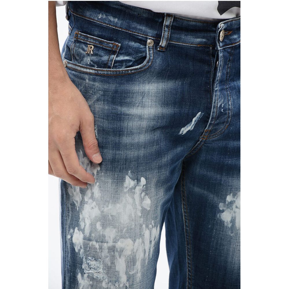 John Richmond Bleached Effect Regular Fit Bermuda Jeans